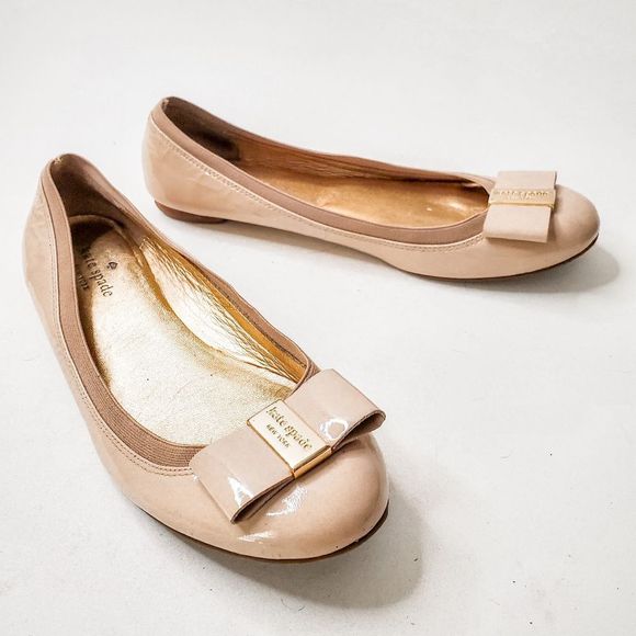 Kate Spade New York Tock Elastic-Trim Ballet Flat Doe Taupe/Pink Size 8 - Picture 1 of 6